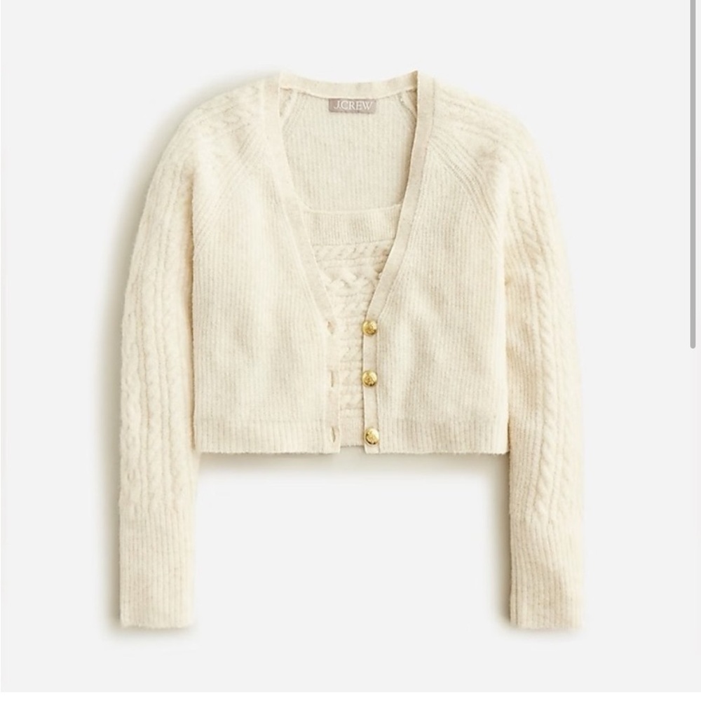 NWT J. Crew Supersoft Cropped Cableknit Sweater Tank Set